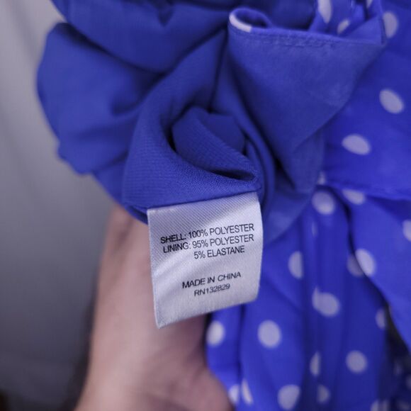 Lovers + Friends Maxi Dress Small Polka Dot Blue, White Ruffle NWOT - Picture 6 of 7